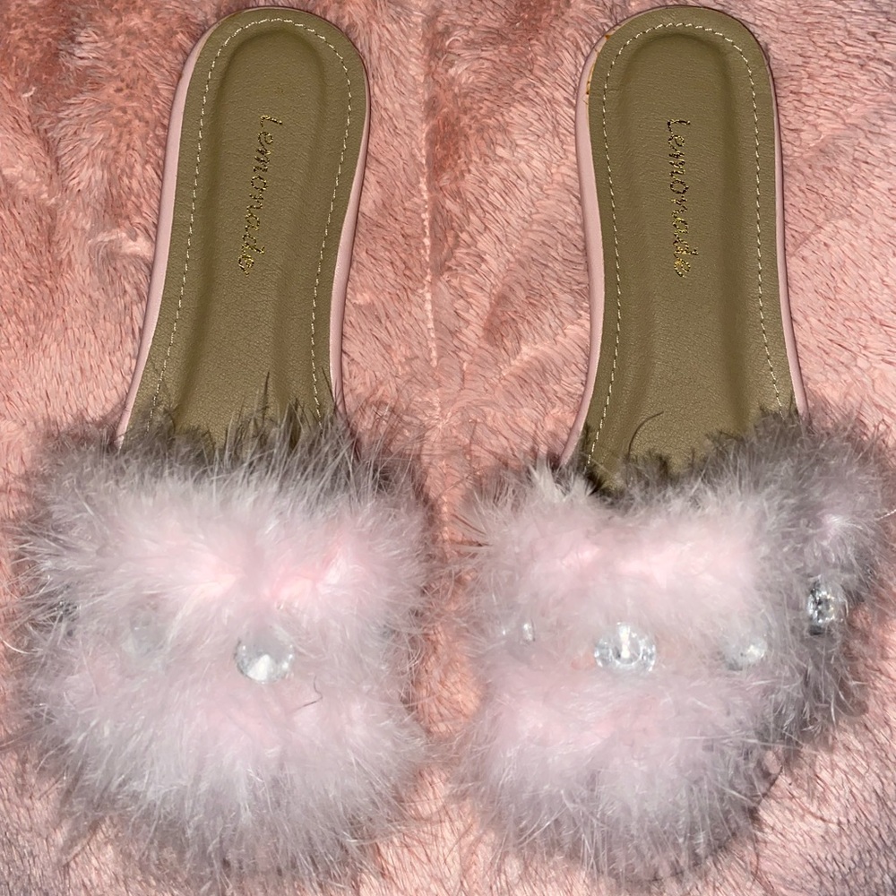 Pink Furry Sandals